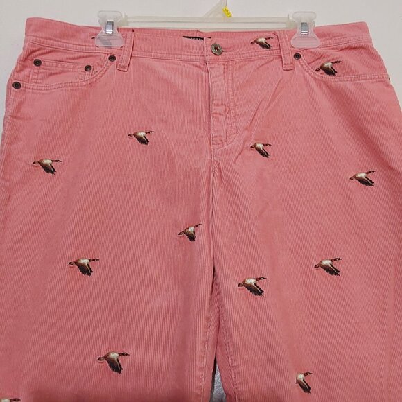 NWOT J. Crew Corduroy Mid-Rise Critters Ducks Pink Bootcut Pants -12 - Picture 3 of 9